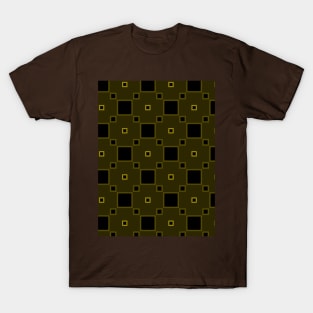 Black squares on olive green T-Shirt